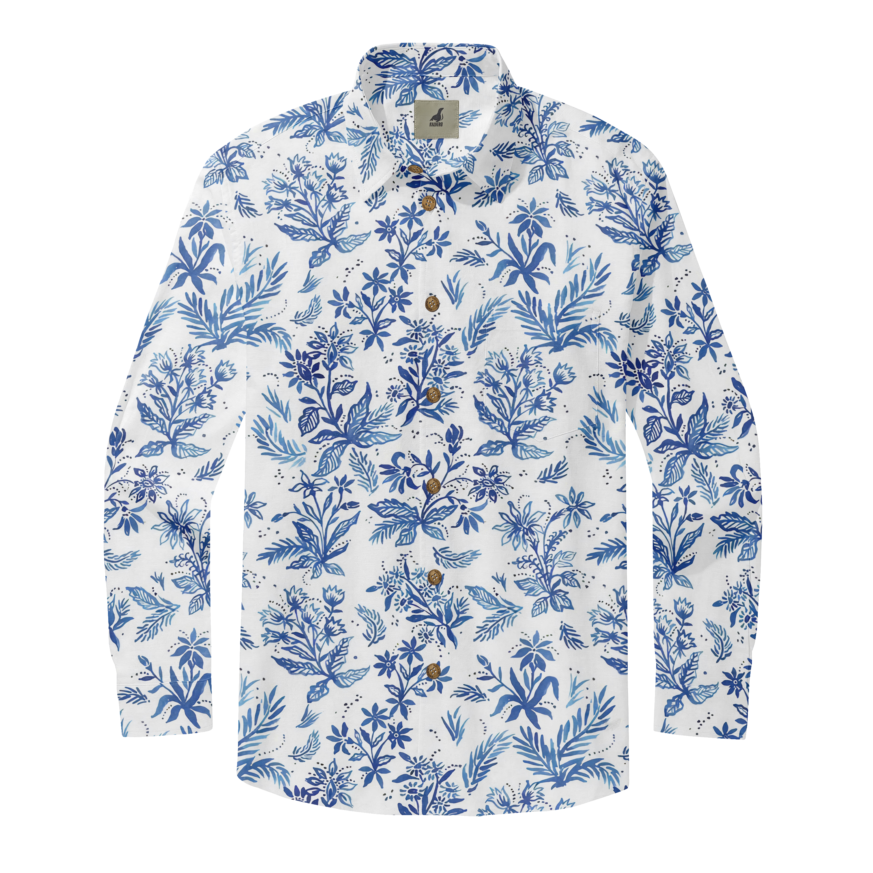 Blue & White Elegance Long Sleeve Shirts