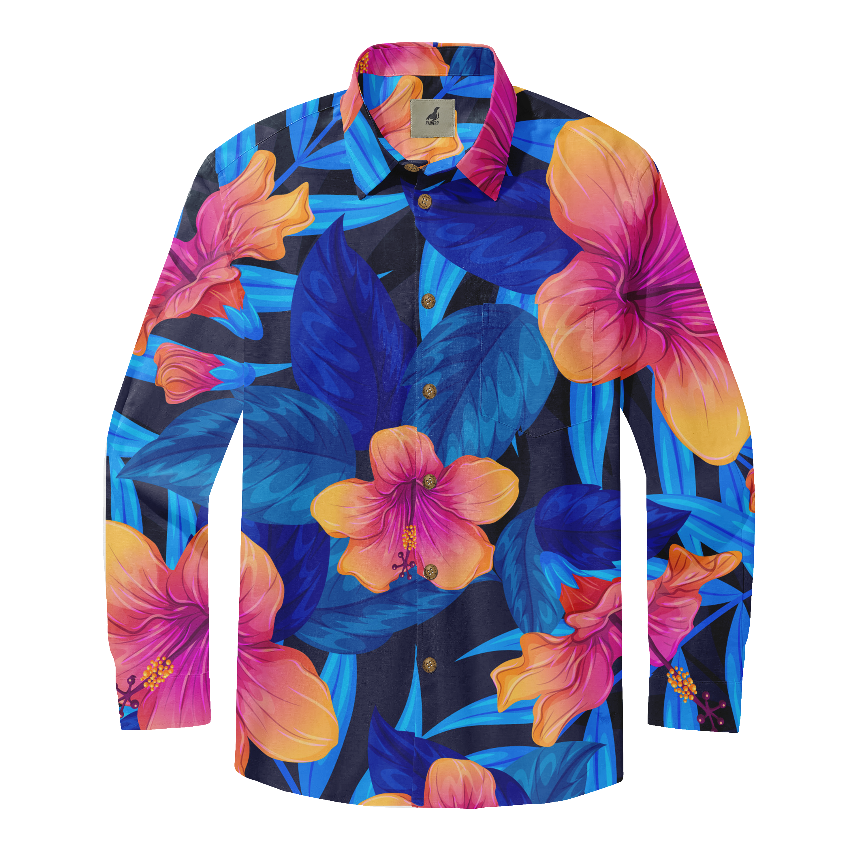 Hibiscus Ember Long Sleeve Shirts